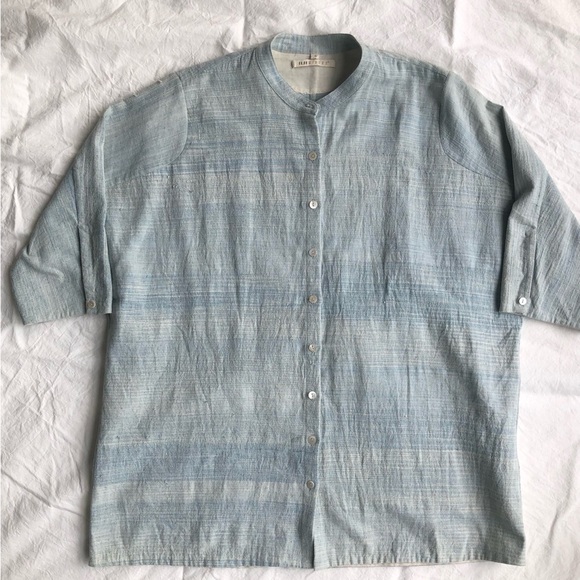 11.11 eleven eleven button up shirt, Hand spun, hand woven, natural indigo dye S - Picture 13 of 13
